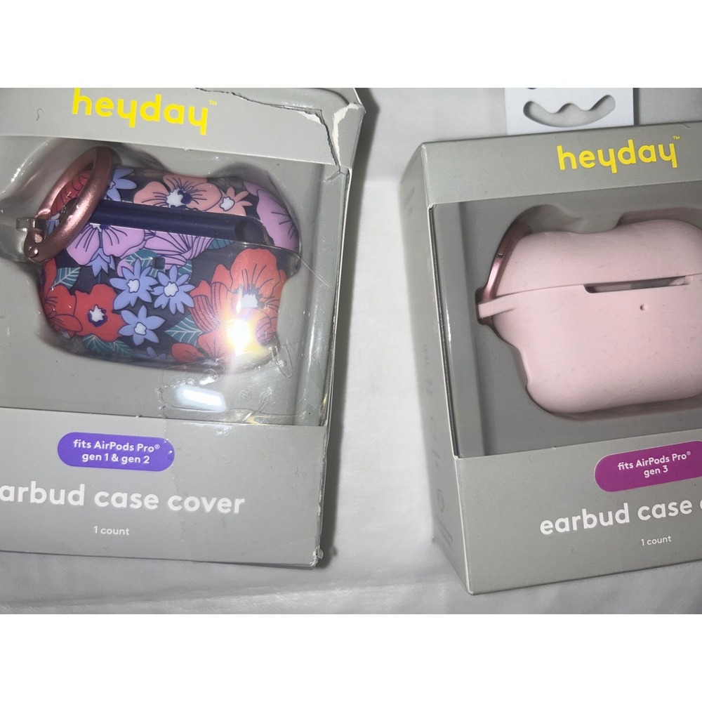 Heyday AirPods Pro Case Cover Bundle Floral & Pink Gen 1 2 3 Silicone 2 Pack - Picture 2 of 3